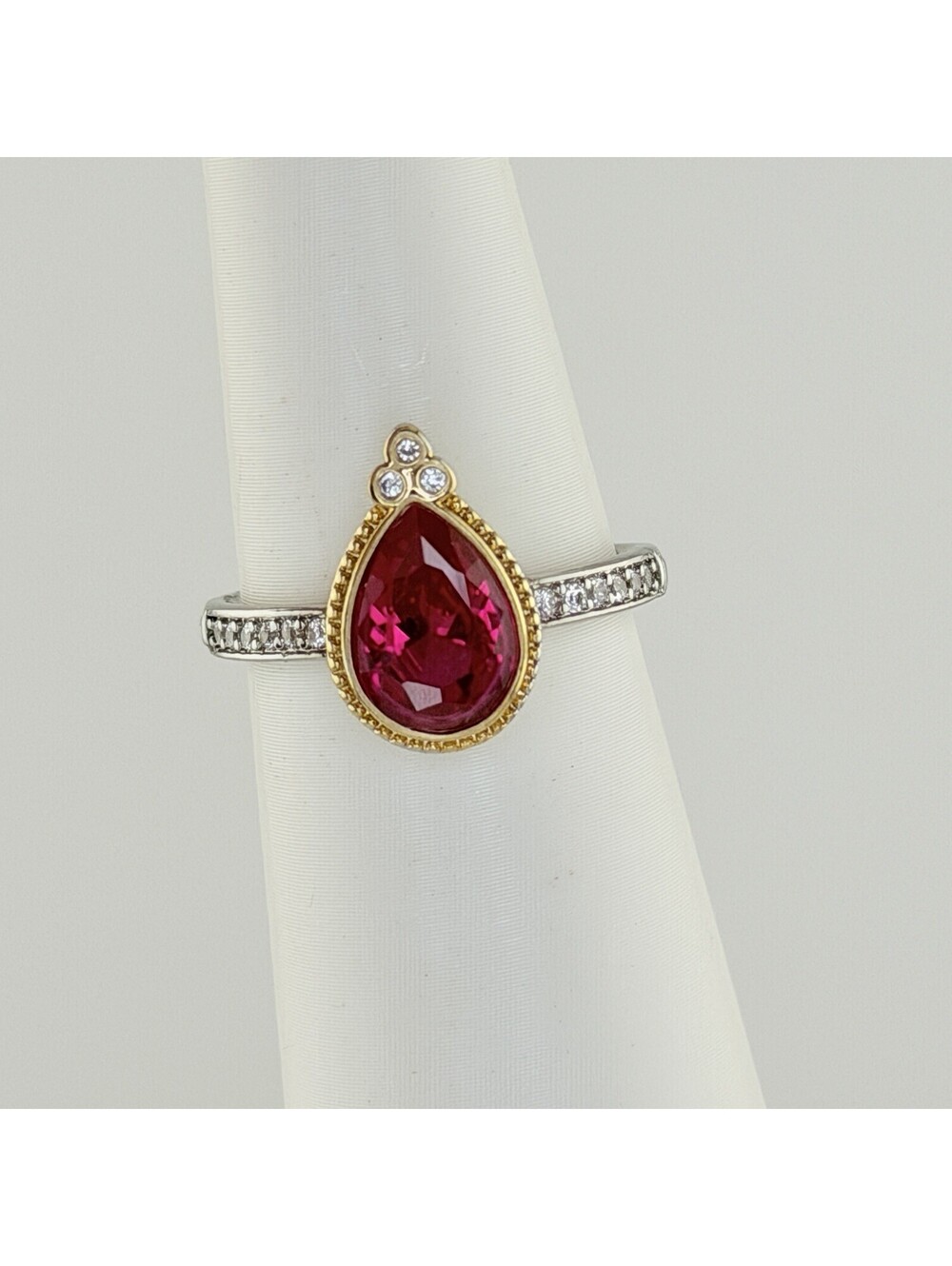 Bomb Party Greek Goddess Sz 8 "The Aurora Ring" RBP3851 RETRO Red Gold/Silver